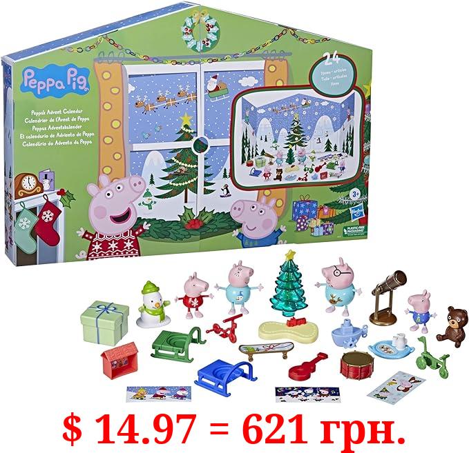 Peppa Pig Peppa’s Kids Advent Calendar, Contains 24 Surprise Toys, 4 Holiday Peppa Pig Family Figures; Ages 3 and Up