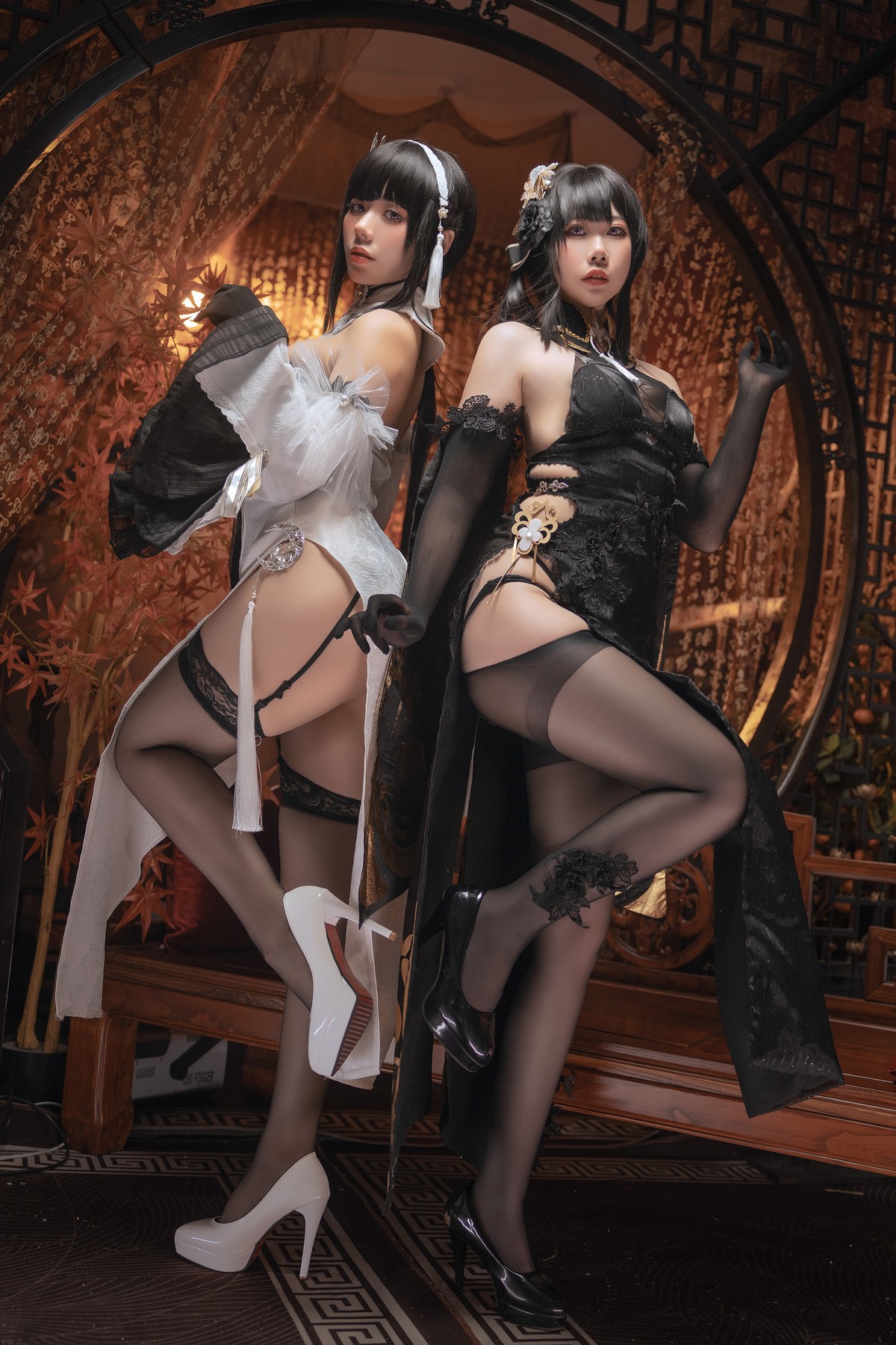 九言&喜茶苍苍子 Cosplay 碧蓝航线 镇海白黒双人 1