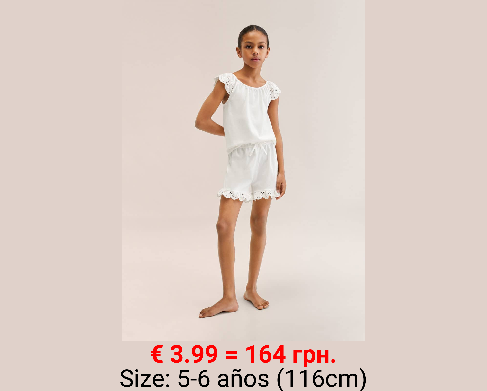 Pijama corto algodón bordado