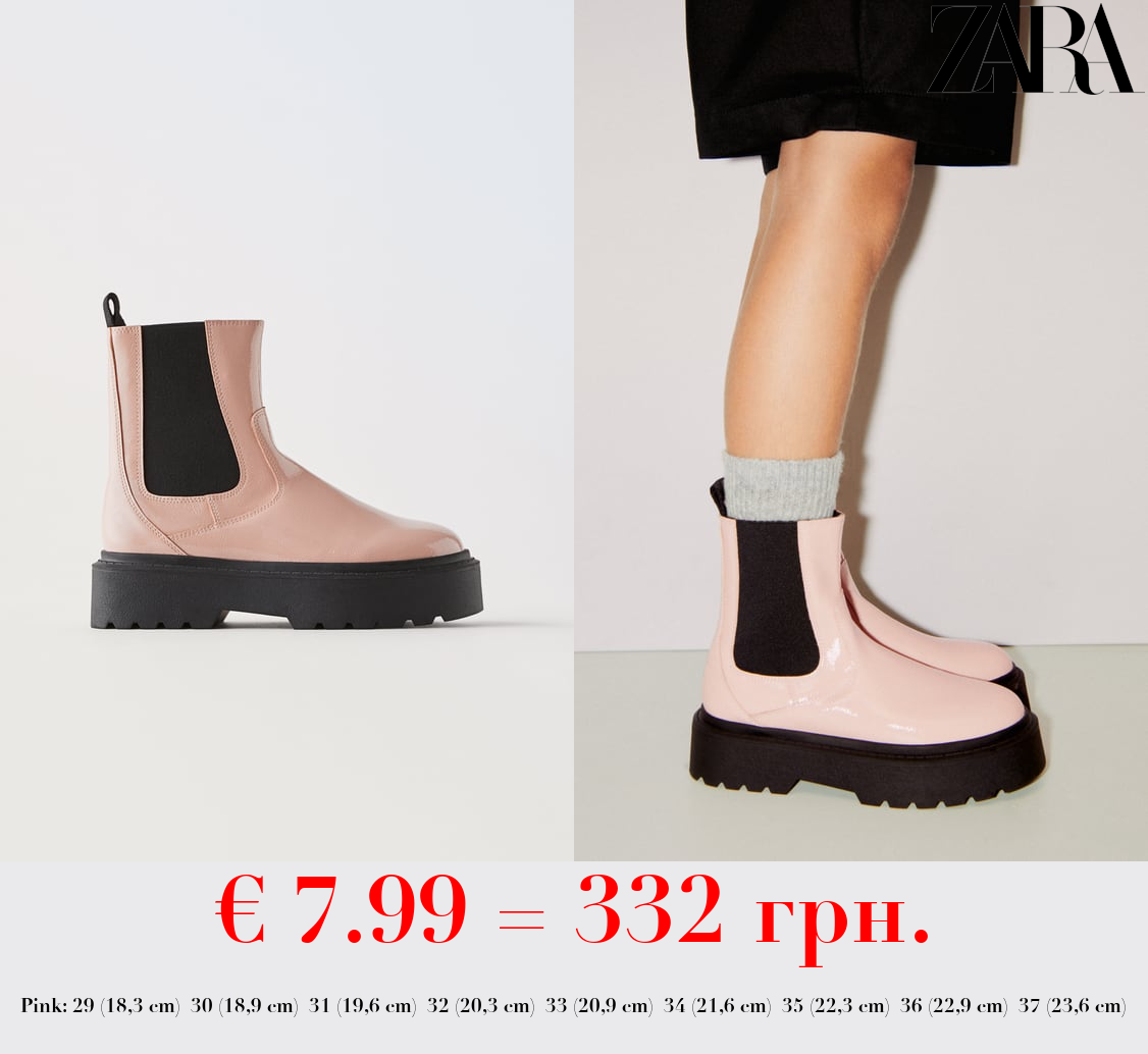 FAUX PATENT CHELSEA BOOTS