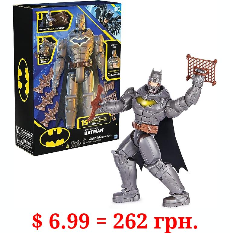 DC Comics, Battle Strike Batman 12-inch Action Figure, 5 Accessories, 20+ Sounds, Collectible Kids Toys for Boys and Girls Ages 3 and Up