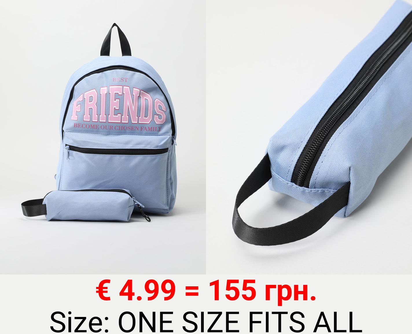Slogan backpack and pencil case set