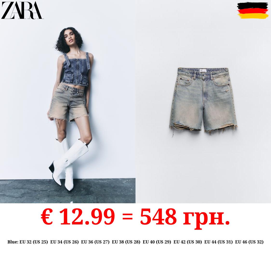 LOOSE FIT DENIM TRF BERMUDA SHORTS