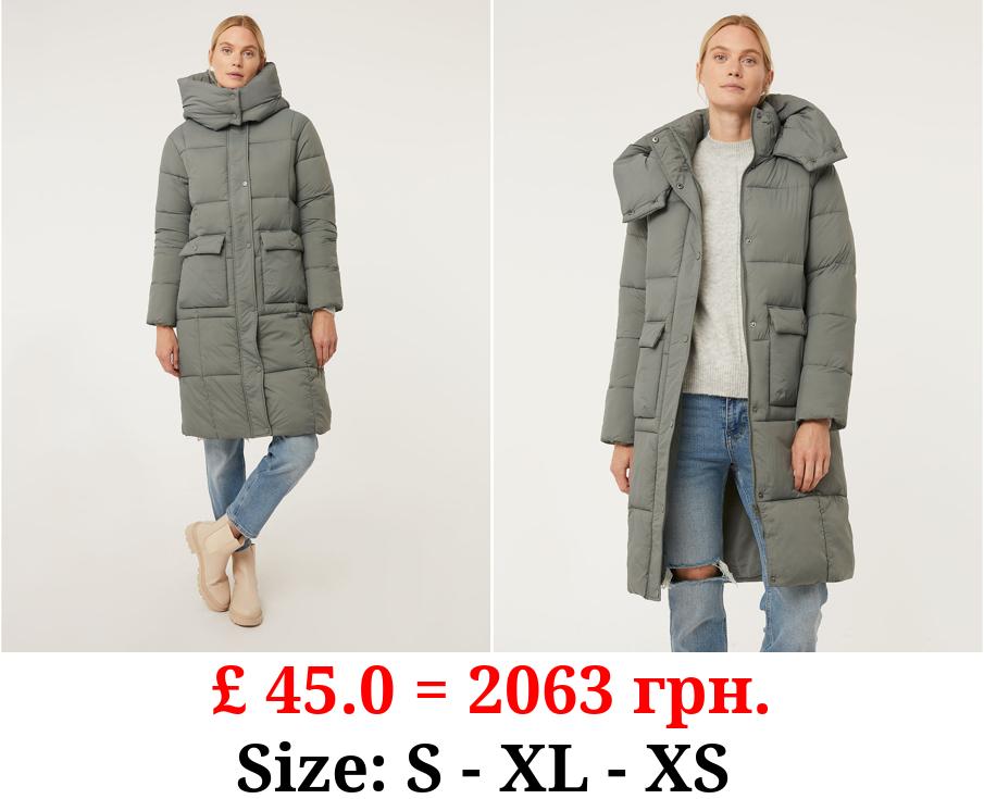 Grey Longline Padded Coat