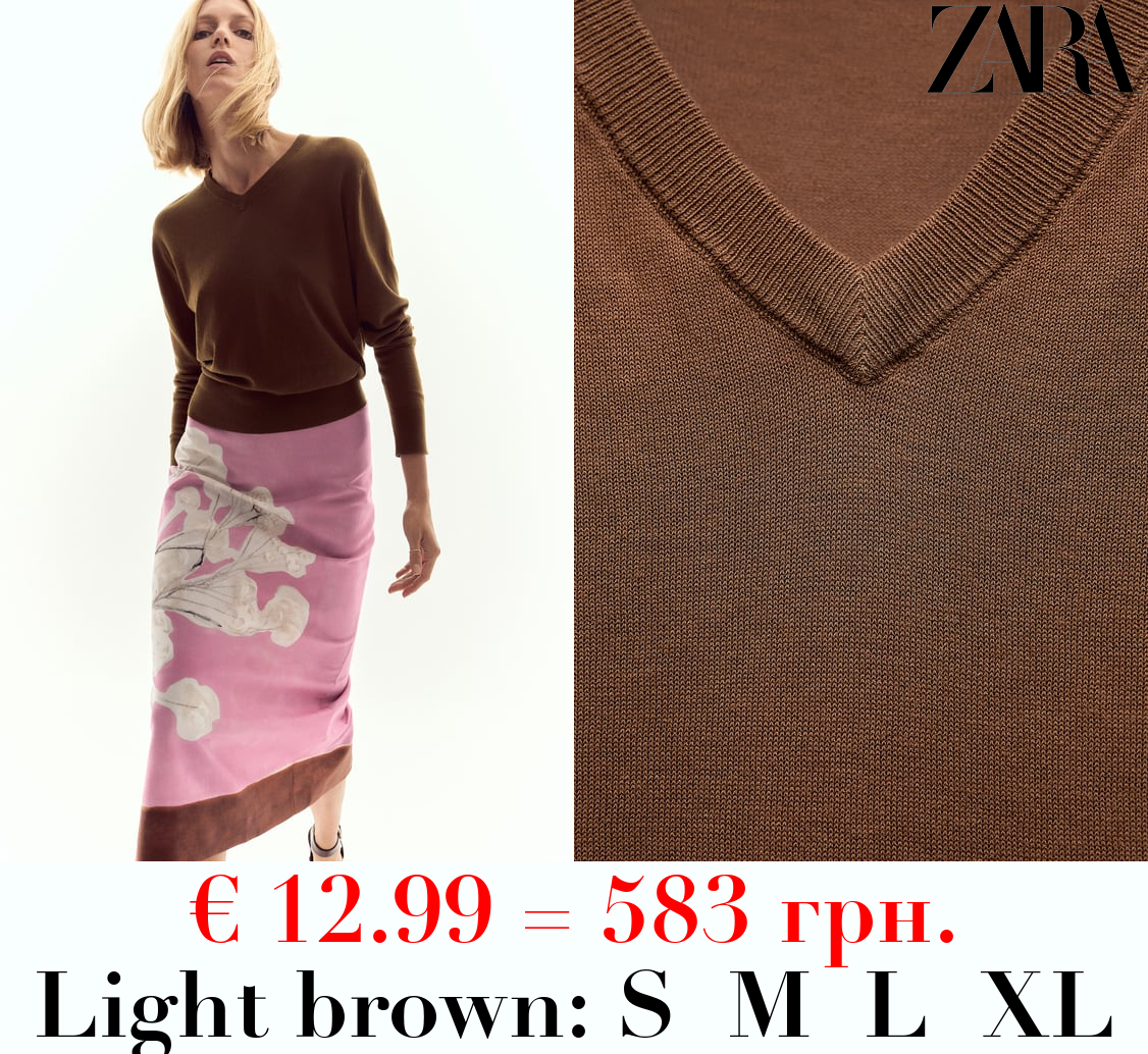 PLAIN KNIT V-NECK SWEATER