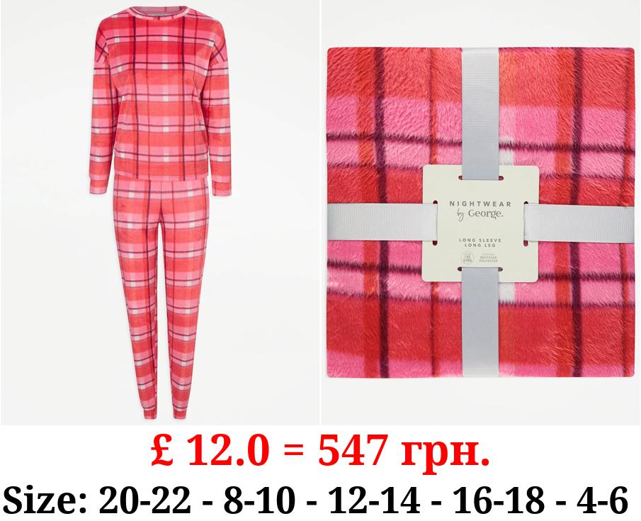 Red Checked Fleece Pyjamas Gift Set