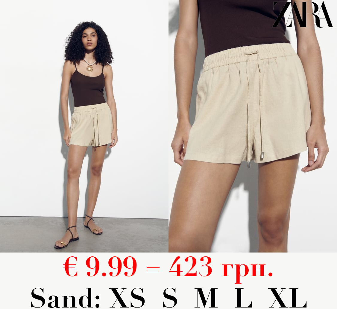 LINEN BLEND BERMUDA SHORTS WITH AN ELASTIC WAISTBAND
