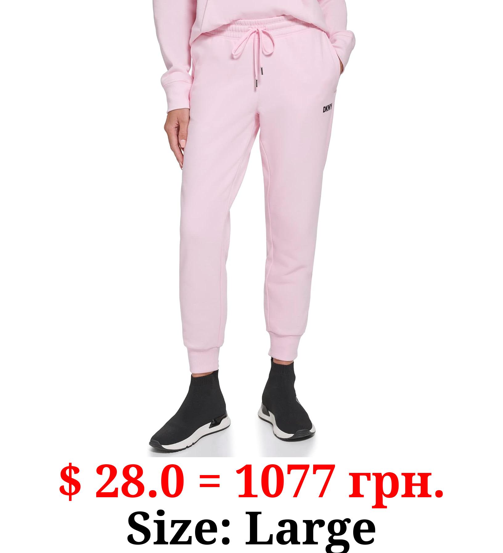 DKNY Women's Sport Metallic Stripe Logo Fleece Sweatpant