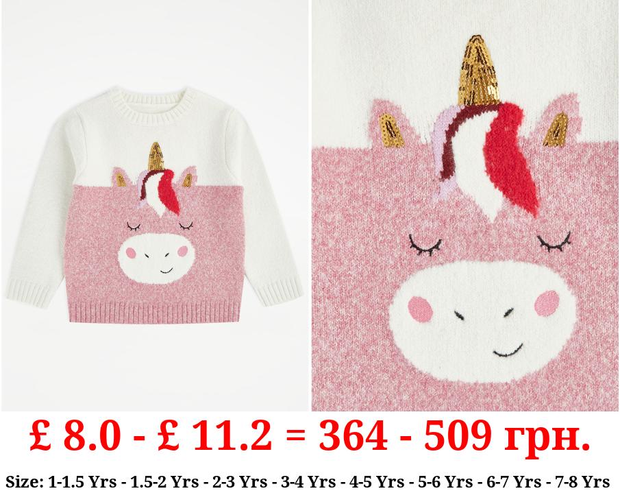 Pink Unicorn Knitted Jumper
