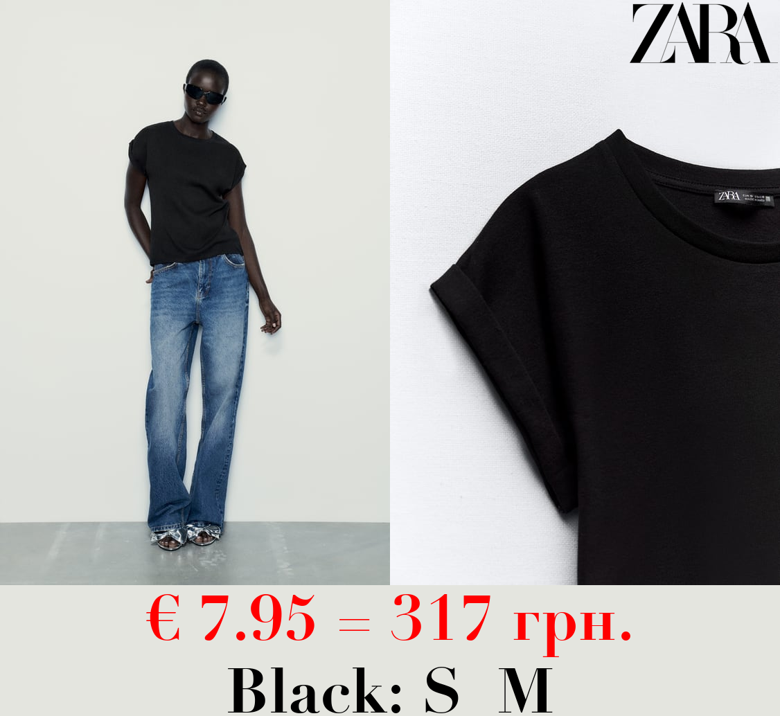 COTTON T-SHIRT WITH SLEEVE DETAIL