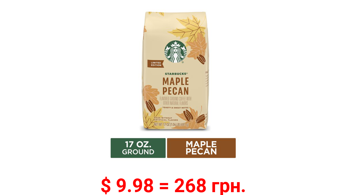 Starbucks Flavored Ground Coffee, Maple Pecan Light Roast Coffee, 17 Oz