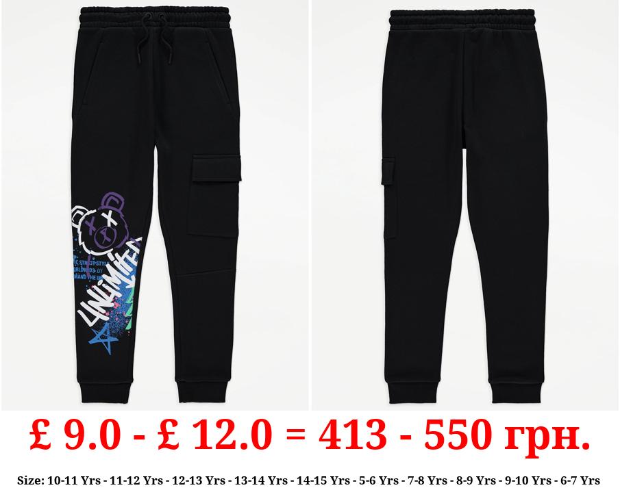 Black Graffiti Joggers