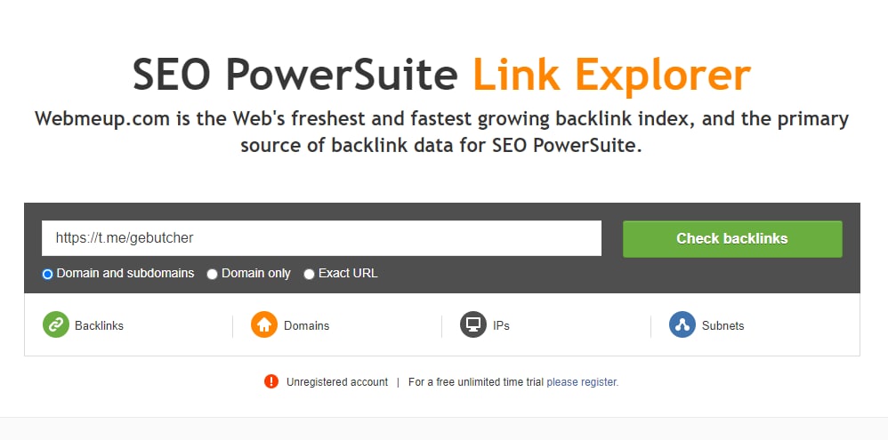 Web url search. Moz link Explorer.