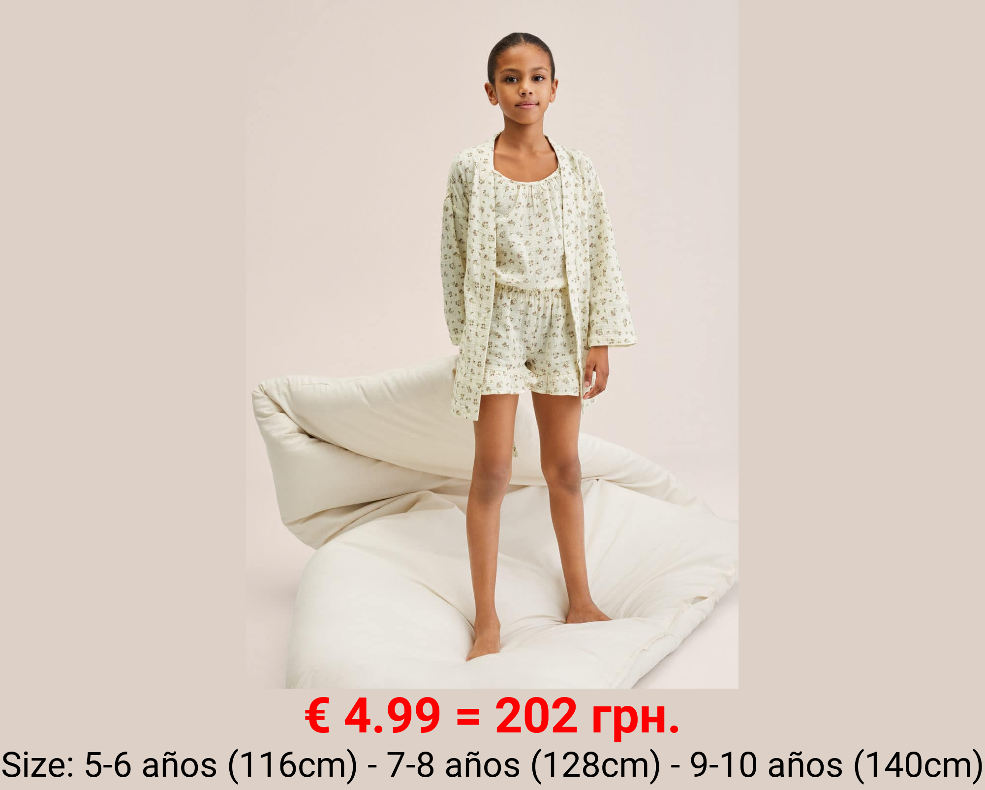 Bata flores algodón